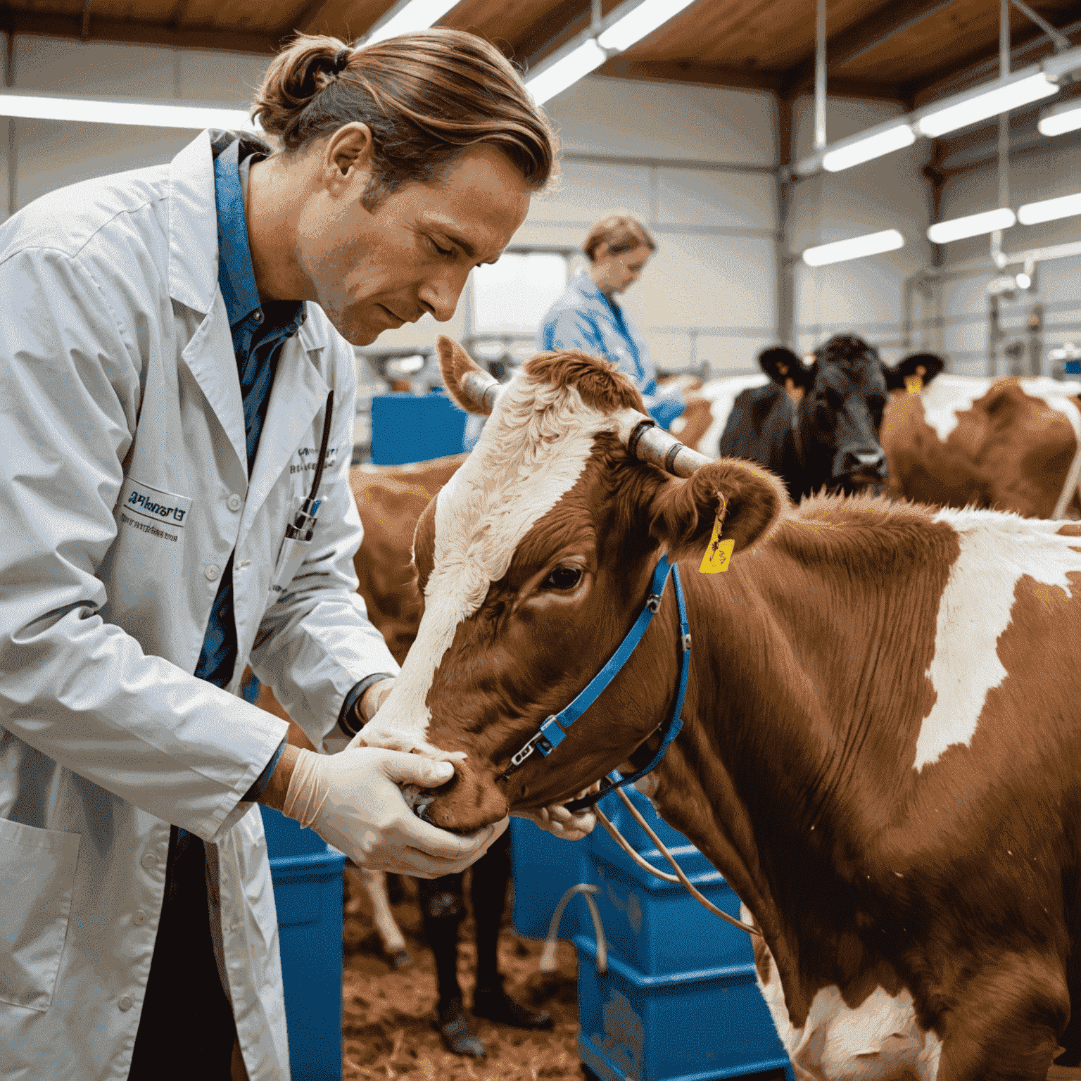 A veterinarian performing artificial insemination on a cow, demonstrating the precision and care involved in the process