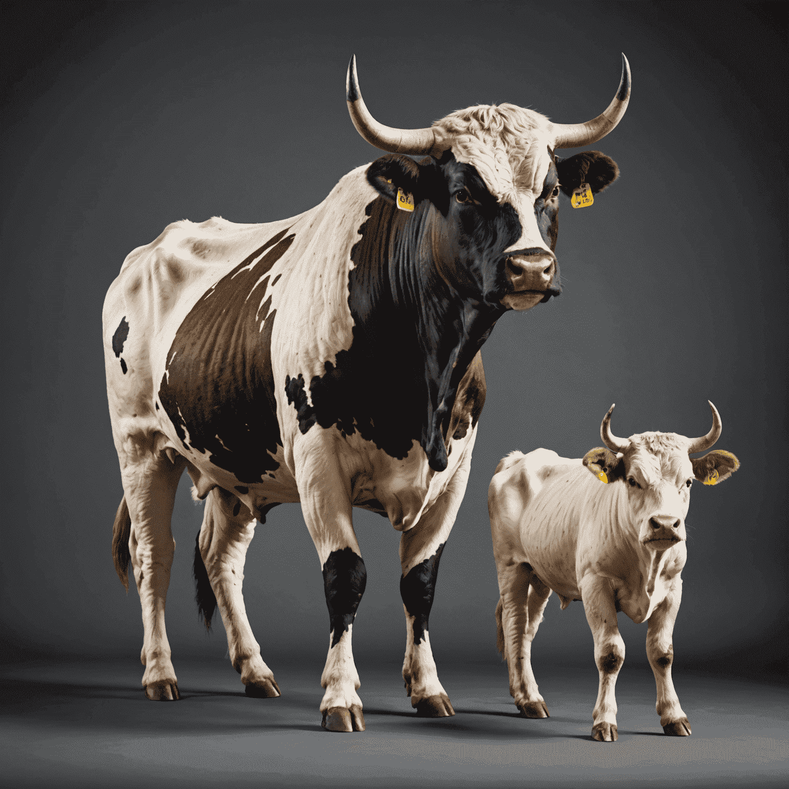 Visual representation of DNA profiling results, showing genetic markers and breed composition for a bull