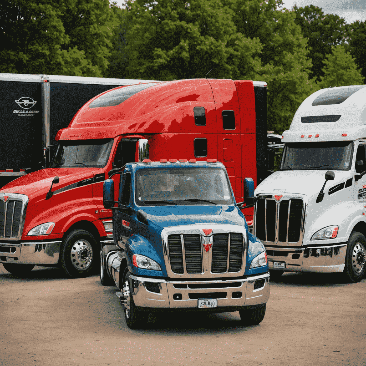 A line-up of modern, well-maintained Bullsader transportation vehicles, highlighting our commitment to using top-quality equipment for bull transport.